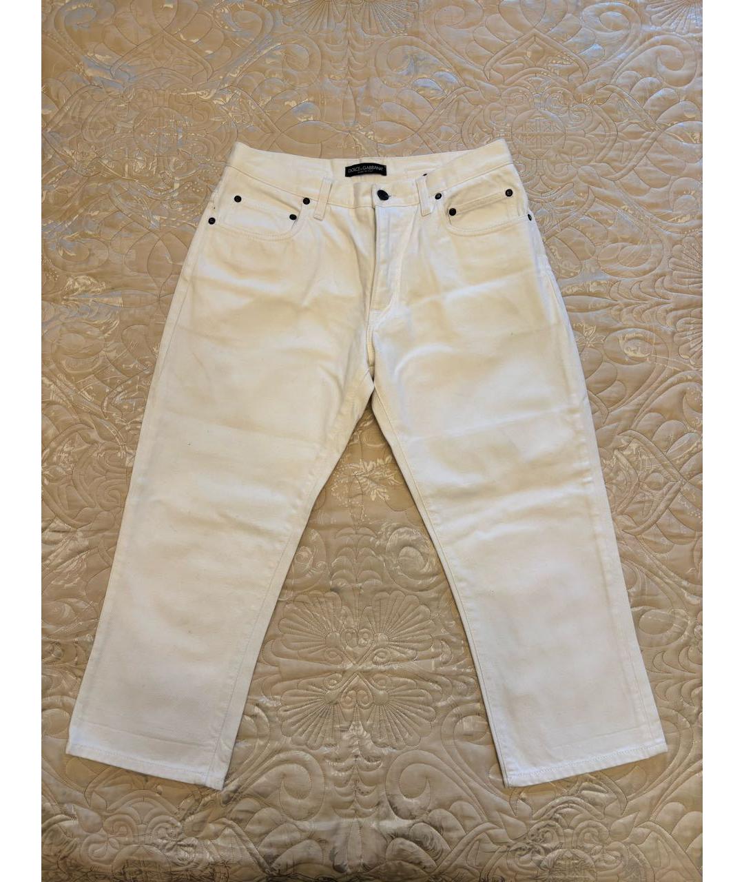 DOLCE&GABBANA Белые хлопковые джинсы слим, фото 7