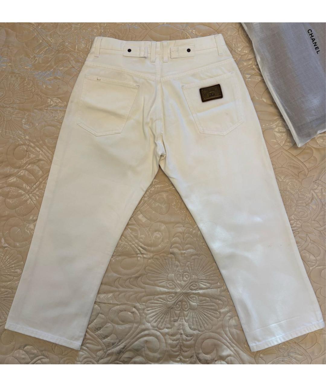 DOLCE&GABBANA Белые хлопковые джинсы слим, фото 2