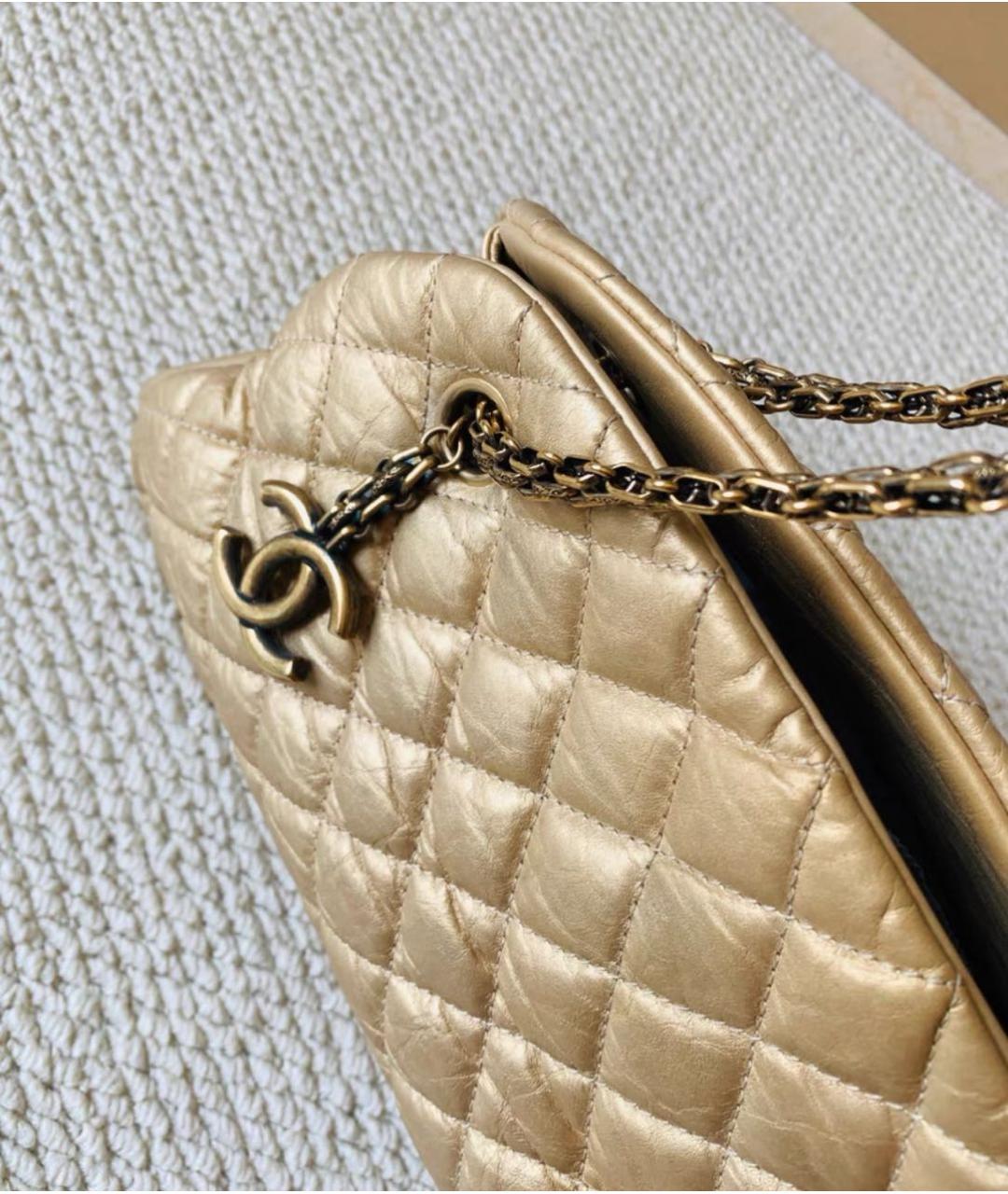 CHANEL Золотая кожаная сумка через плечо, фото 5