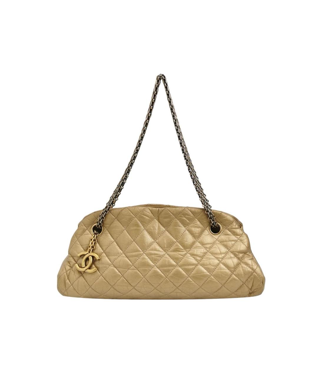 CHANEL Золотая кожаная сумка через плечо, фото 7