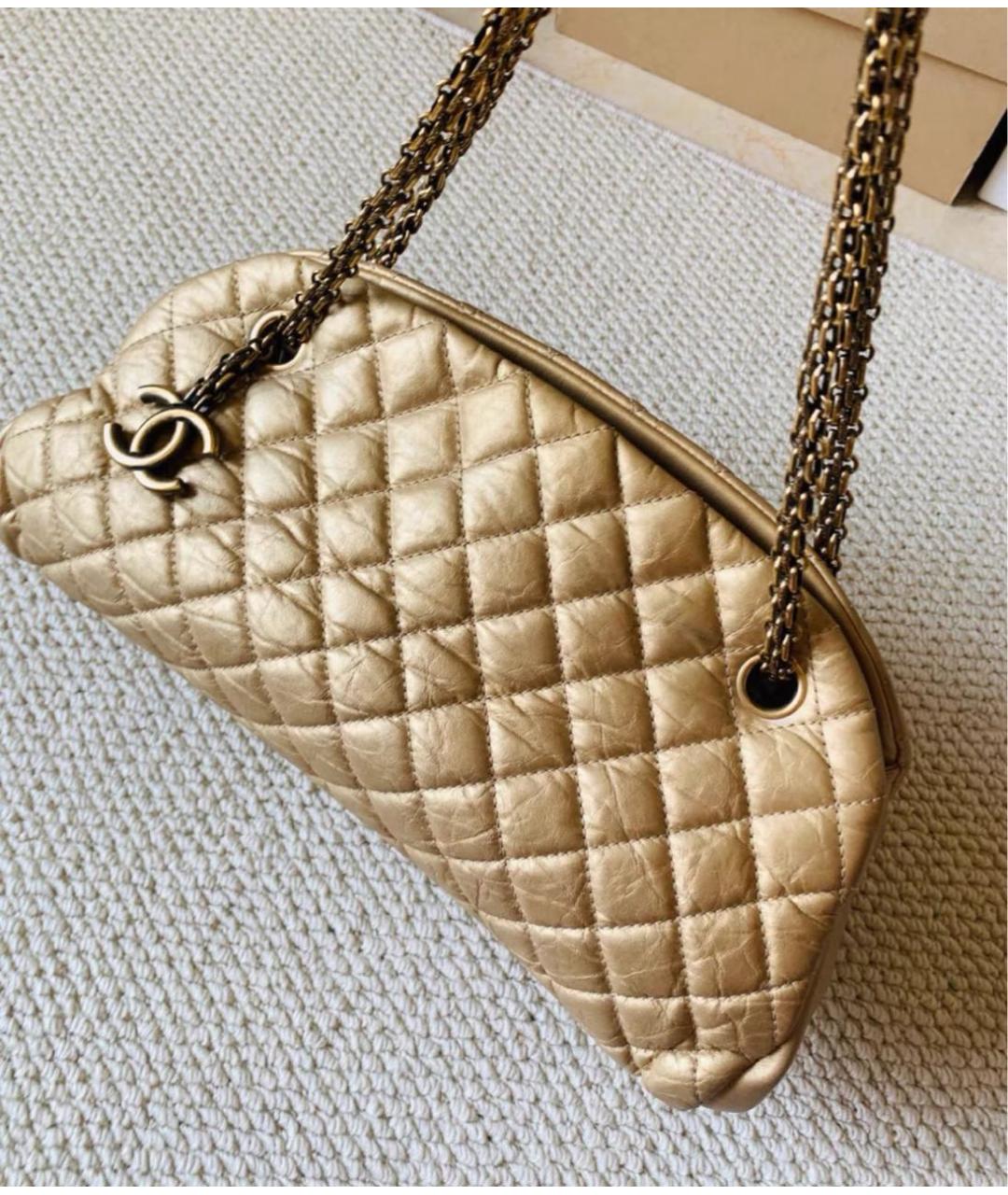 CHANEL Золотая кожаная сумка через плечо, фото 4