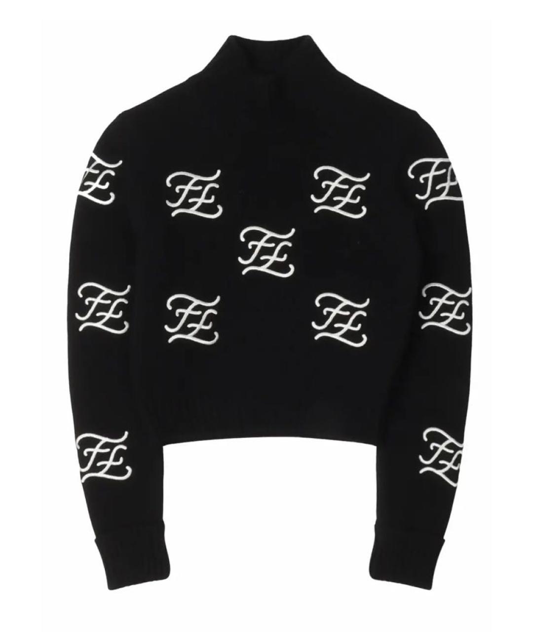 FENDI Черный шерстяной джемпер / свитер, фото 5