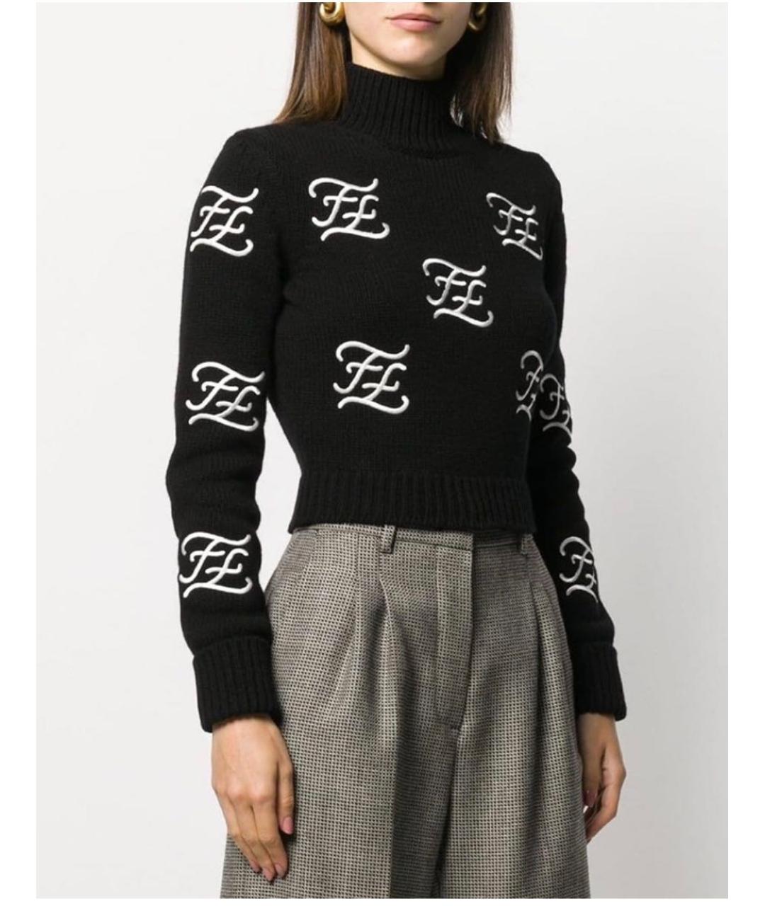 FENDI Черный шерстяной джемпер / свитер, фото 4