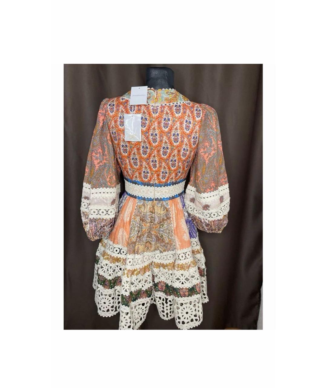 ZIMMERMANN Мульти льняное коктейльное платье, фото 3