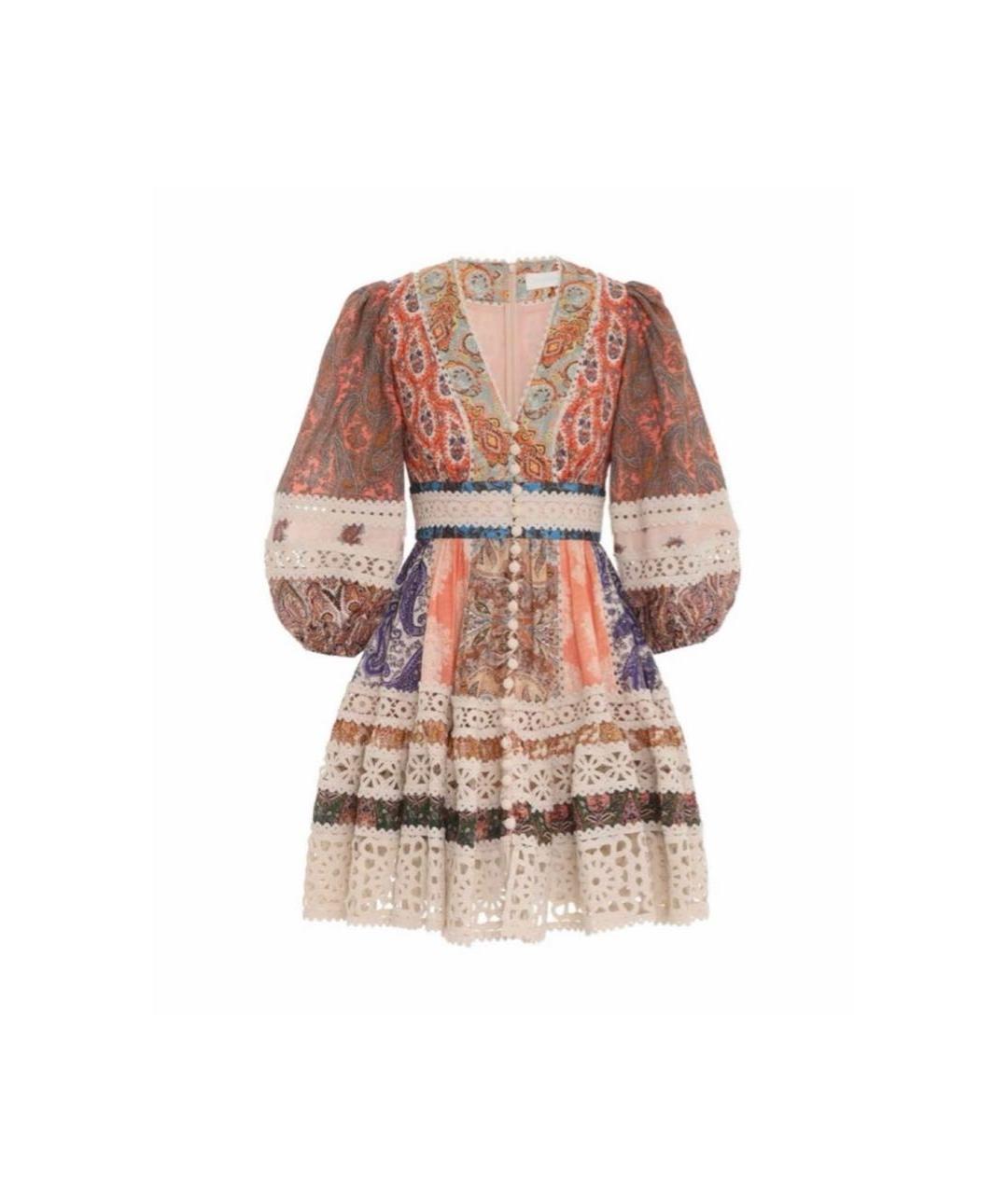 ZIMMERMANN Мульти льняное коктейльное платье, фото 6