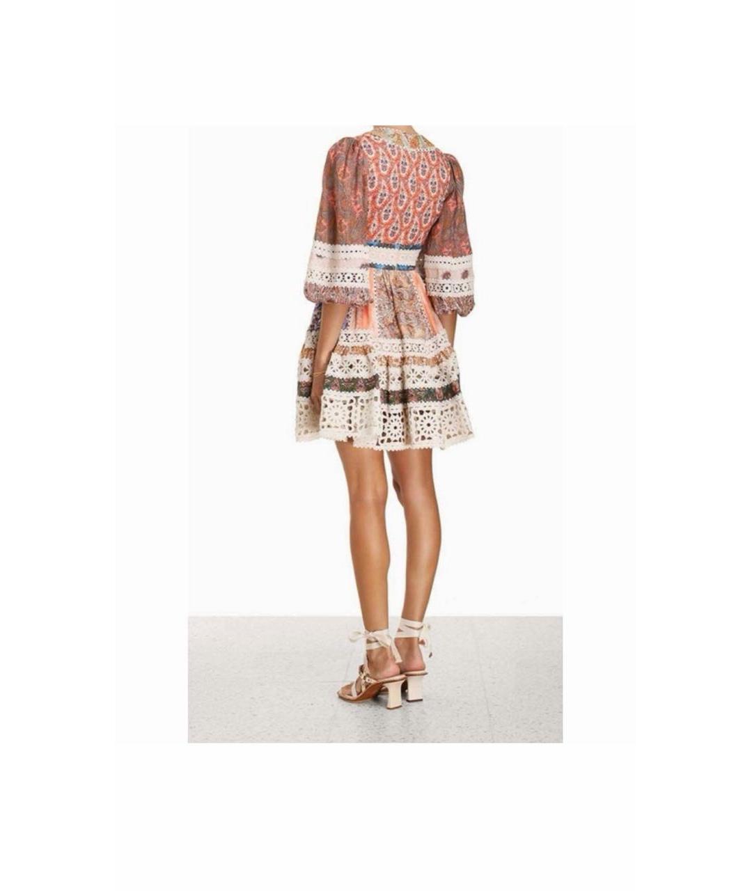 ZIMMERMANN Мульти льняное коктейльное платье, фото 5
