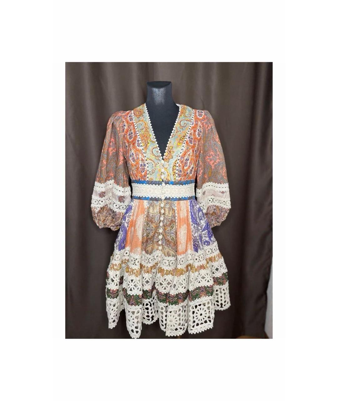 ZIMMERMANN Мульти льняное коктейльное платье, фото 2