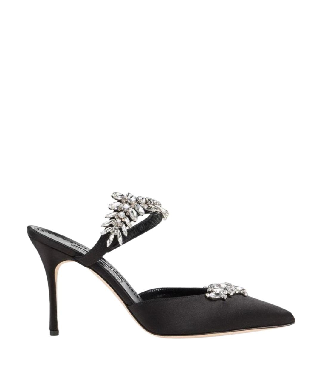 MANOLO BLAHNIK Черные текстильные мюли, фото 6