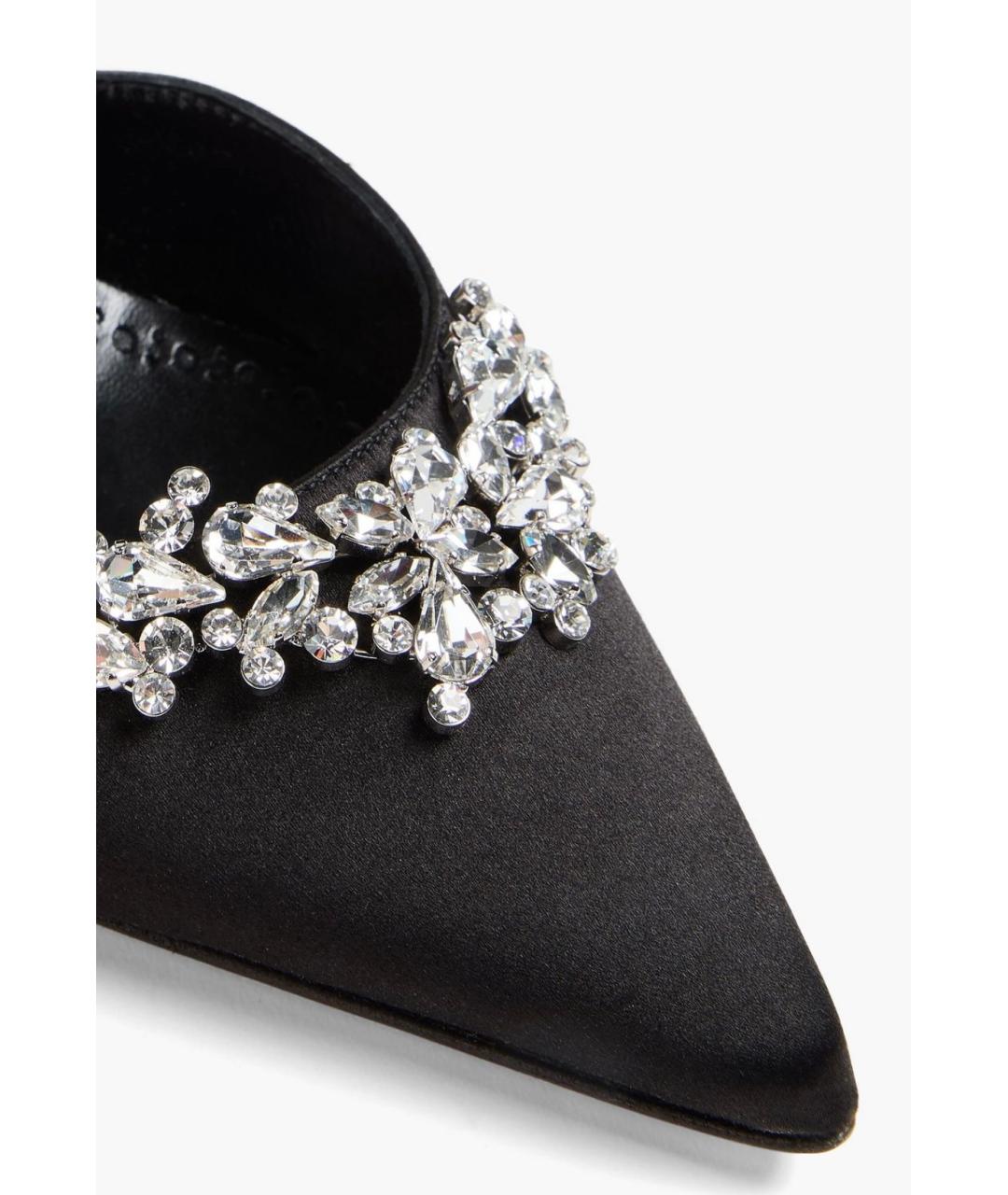 MANOLO BLAHNIK Черные текстильные мюли, фото 4