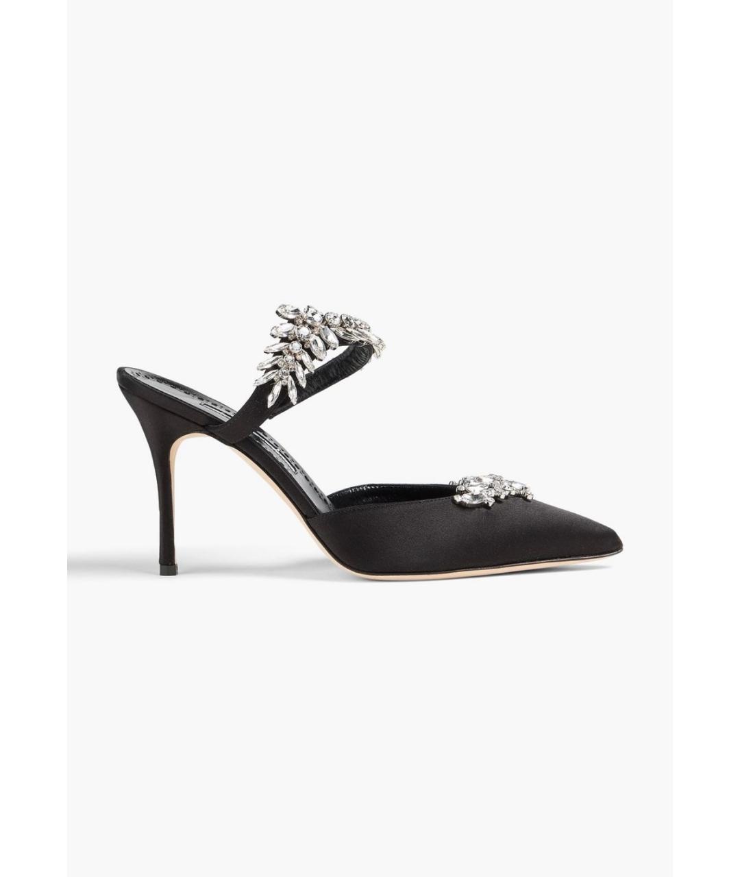 MANOLO BLAHNIK Черные текстильные мюли, фото 5