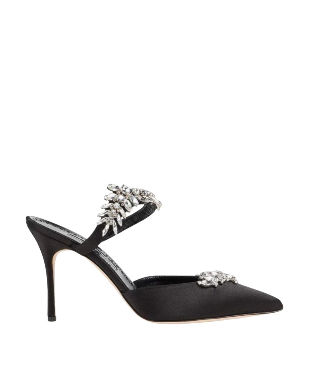 MANOLO BLAHNIK Черные текстильные мюли, фото 1