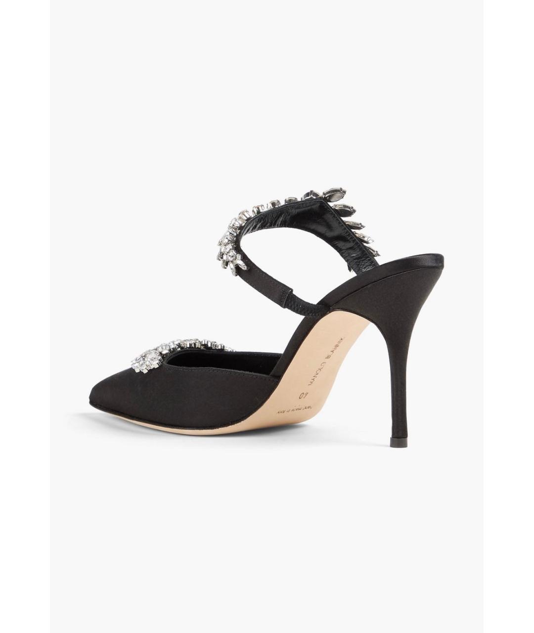 MANOLO BLAHNIK Черные текстильные мюли, фото 3