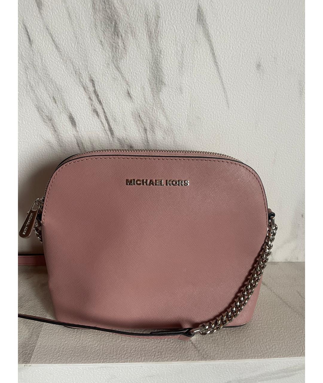 MICHAEL KORS Розовая кожаная сумка через плечо, фото 9