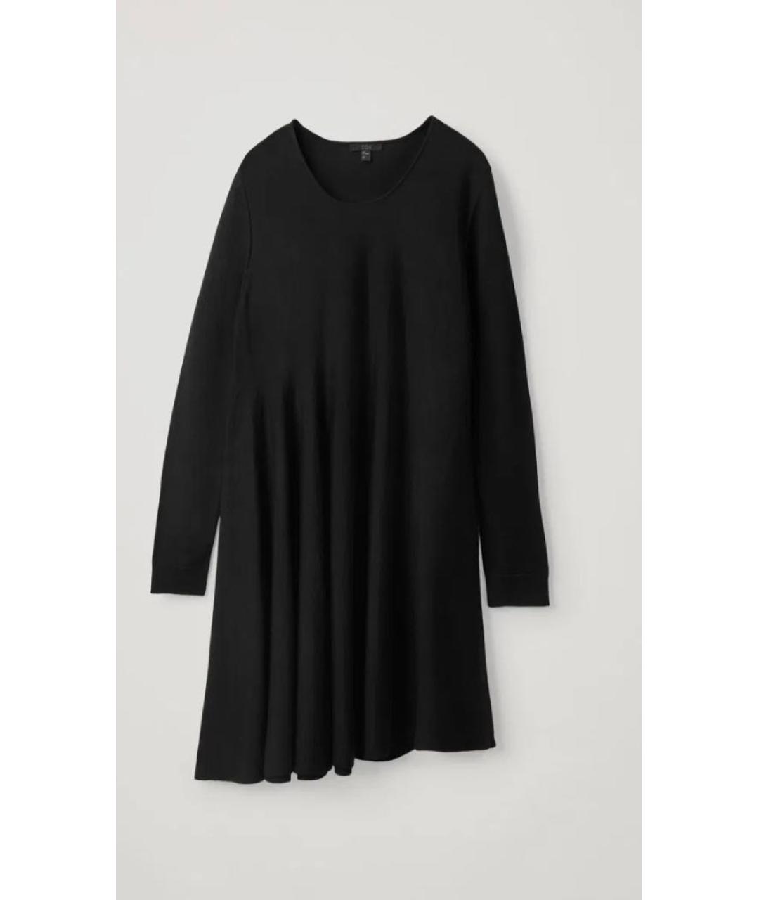 COS Черное шерстяное повседневное платье, фото 9