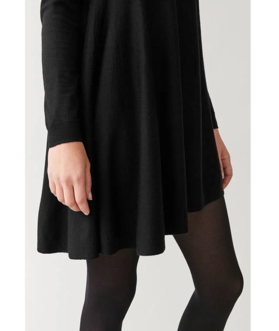 COS Черное шерстяное повседневное платье, фото 8