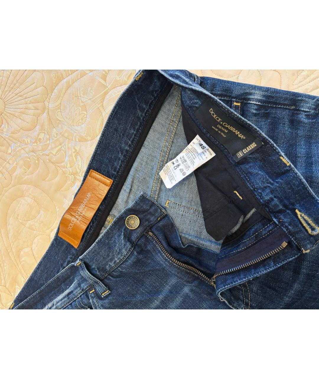 DOLCE&GABBANA Синие хлопковые прямые джинсы, фото 5