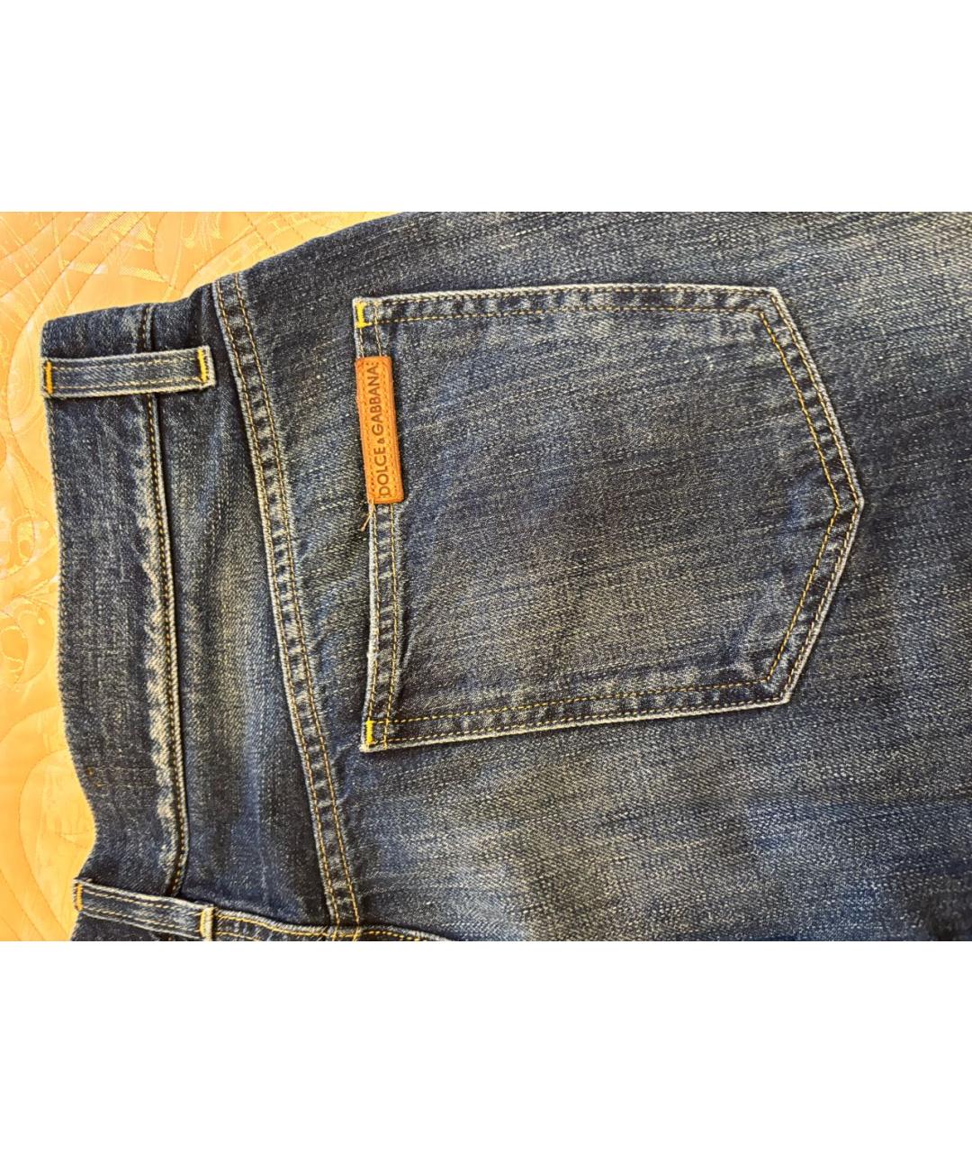 DOLCE&GABBANA Синие хлопковые прямые джинсы, фото 7