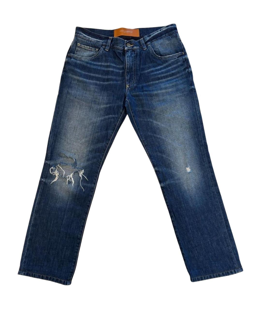 DOLCE&GABBANA Синие хлопковые прямые джинсы, фото 1