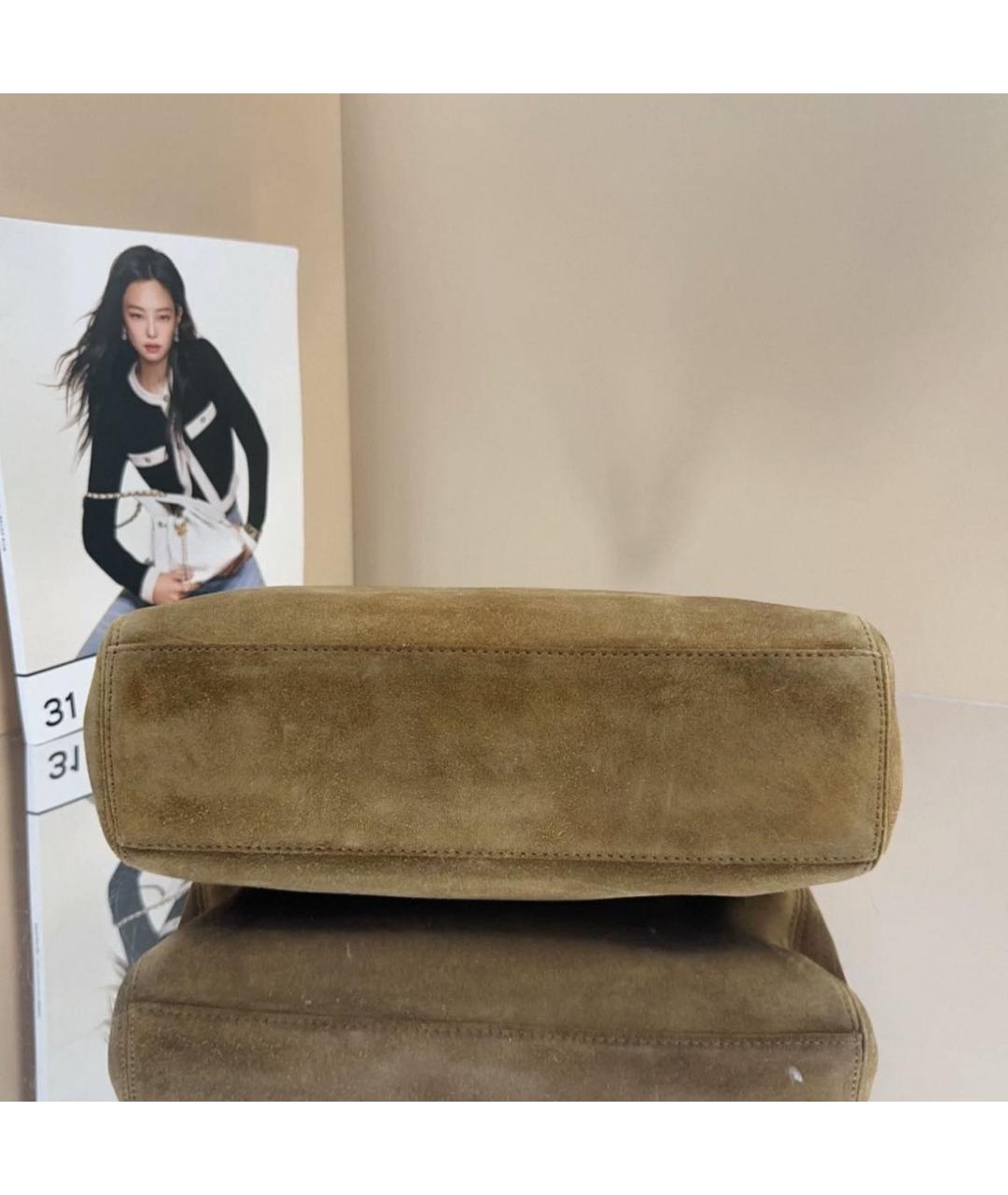 CHANEL Коричневая замшевая сумка с короткими ручками, фото 6