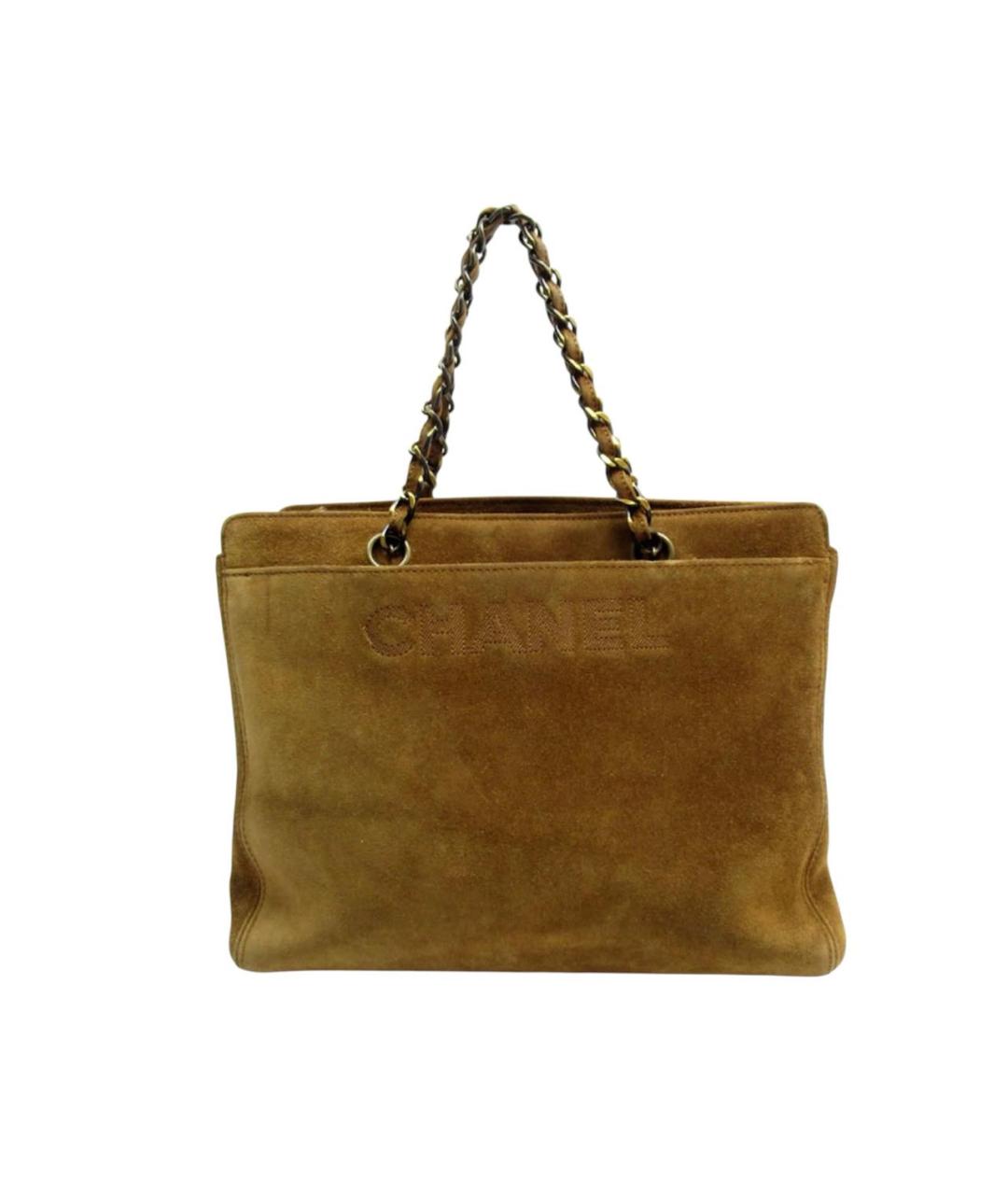 CHANEL Коричневая замшевая сумка с короткими ручками, фото 9