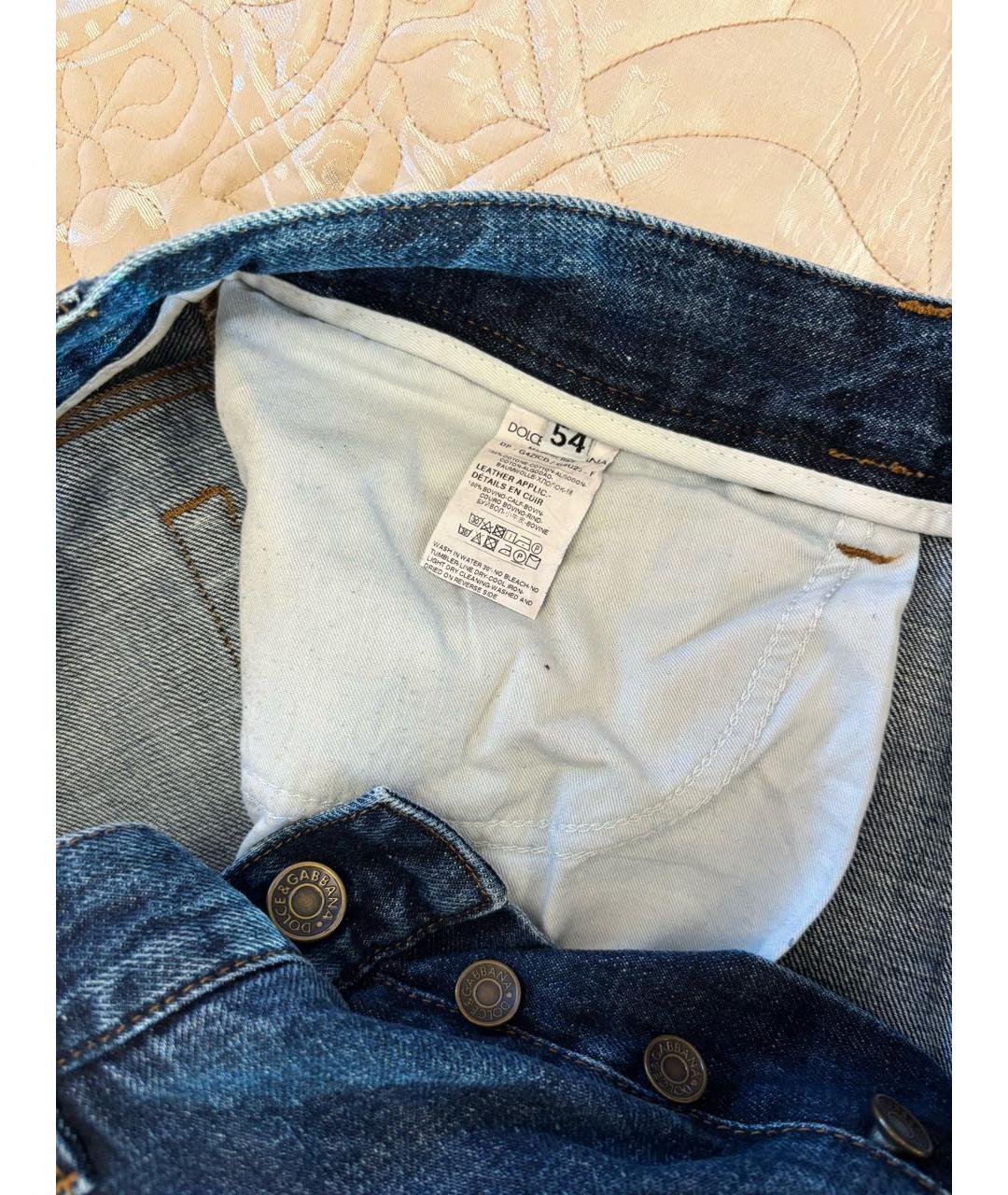 DOLCE&GABBANA Синие хлопковые прямые джинсы, фото 3