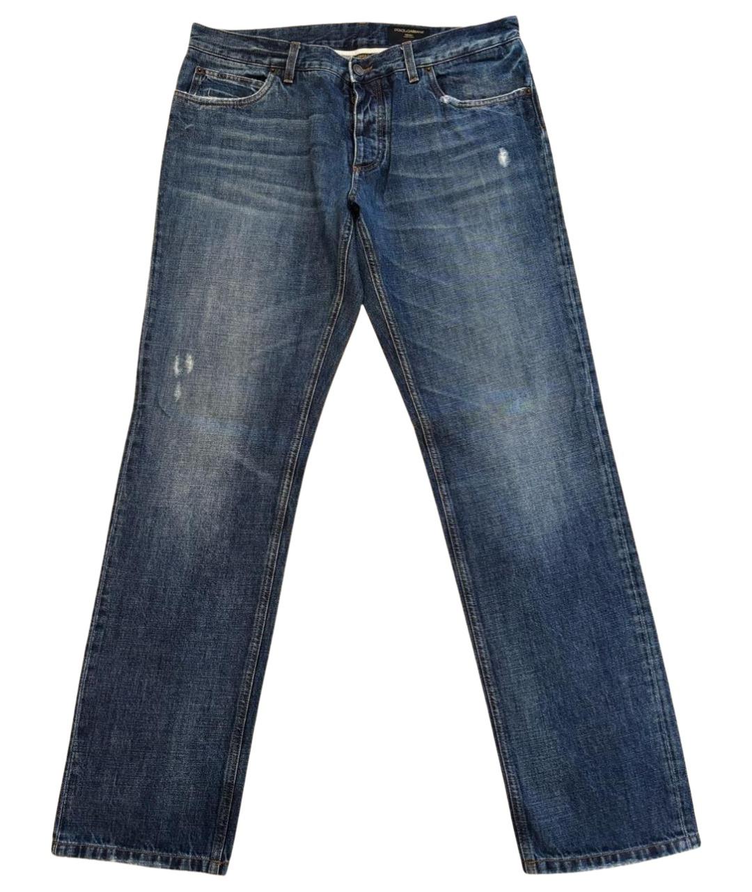 DOLCE&GABBANA Синие хлопковые прямые джинсы, фото 1