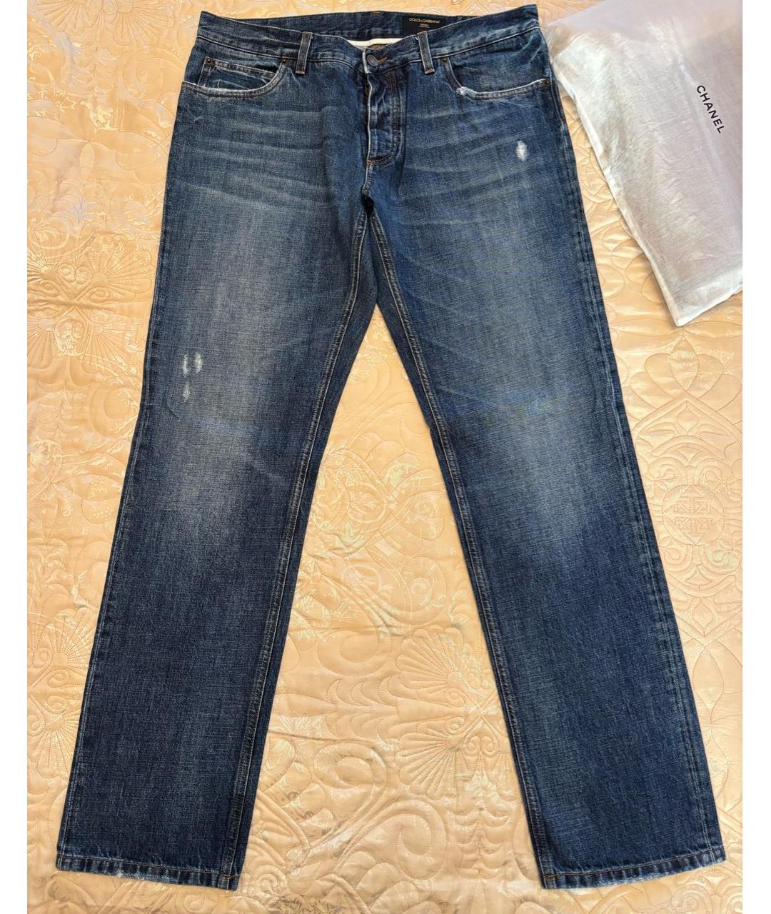 DOLCE&GABBANA Синие хлопковые прямые джинсы, фото 5