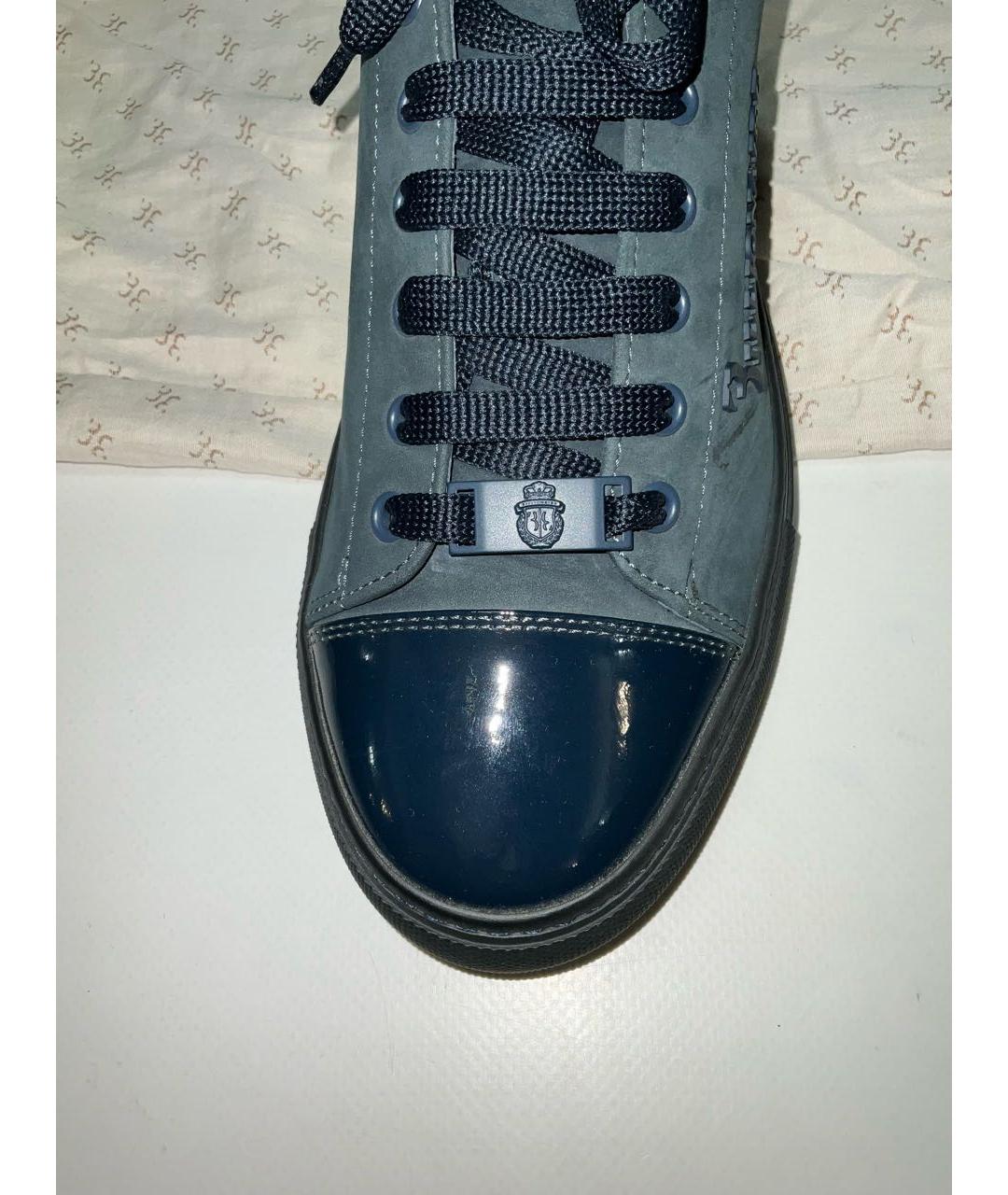 BILLIONAIRE Синие нубуковые низкие кроссовки / кеды, фото 3