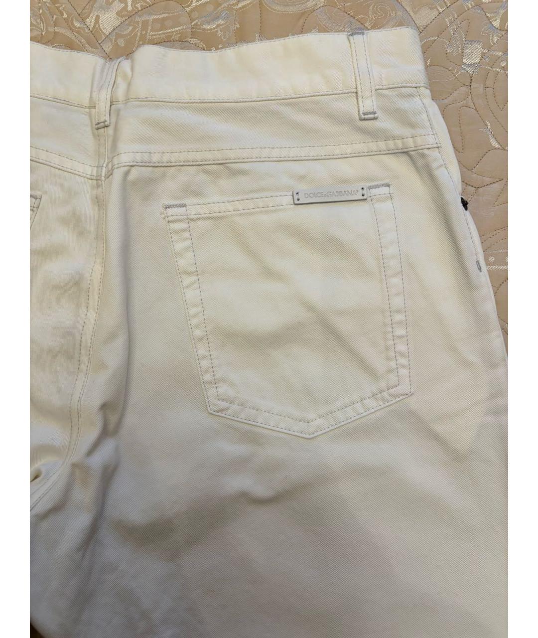 DOLCE&GABBANA Белые хлопковые прямые джинсы, фото 3