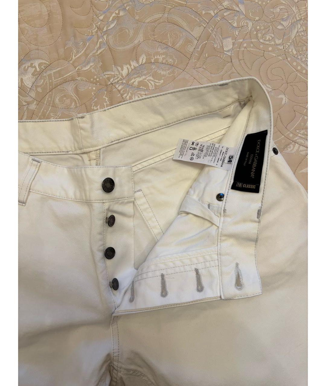 DOLCE&GABBANA Белые хлопковые прямые джинсы, фото 4