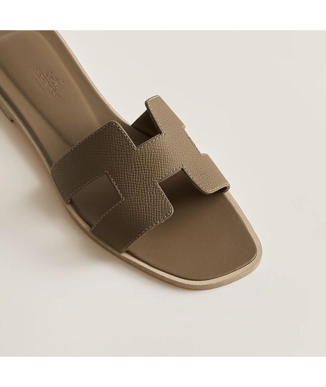 HERMES Коричневые кожаные сандалии, фото 3