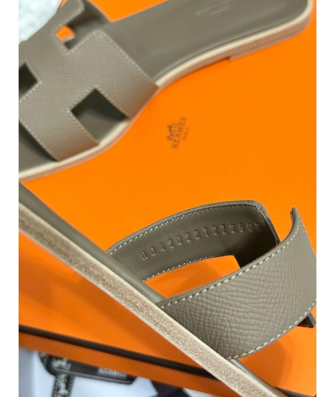 HERMES Коричневые кожаные сандалии, фото 5