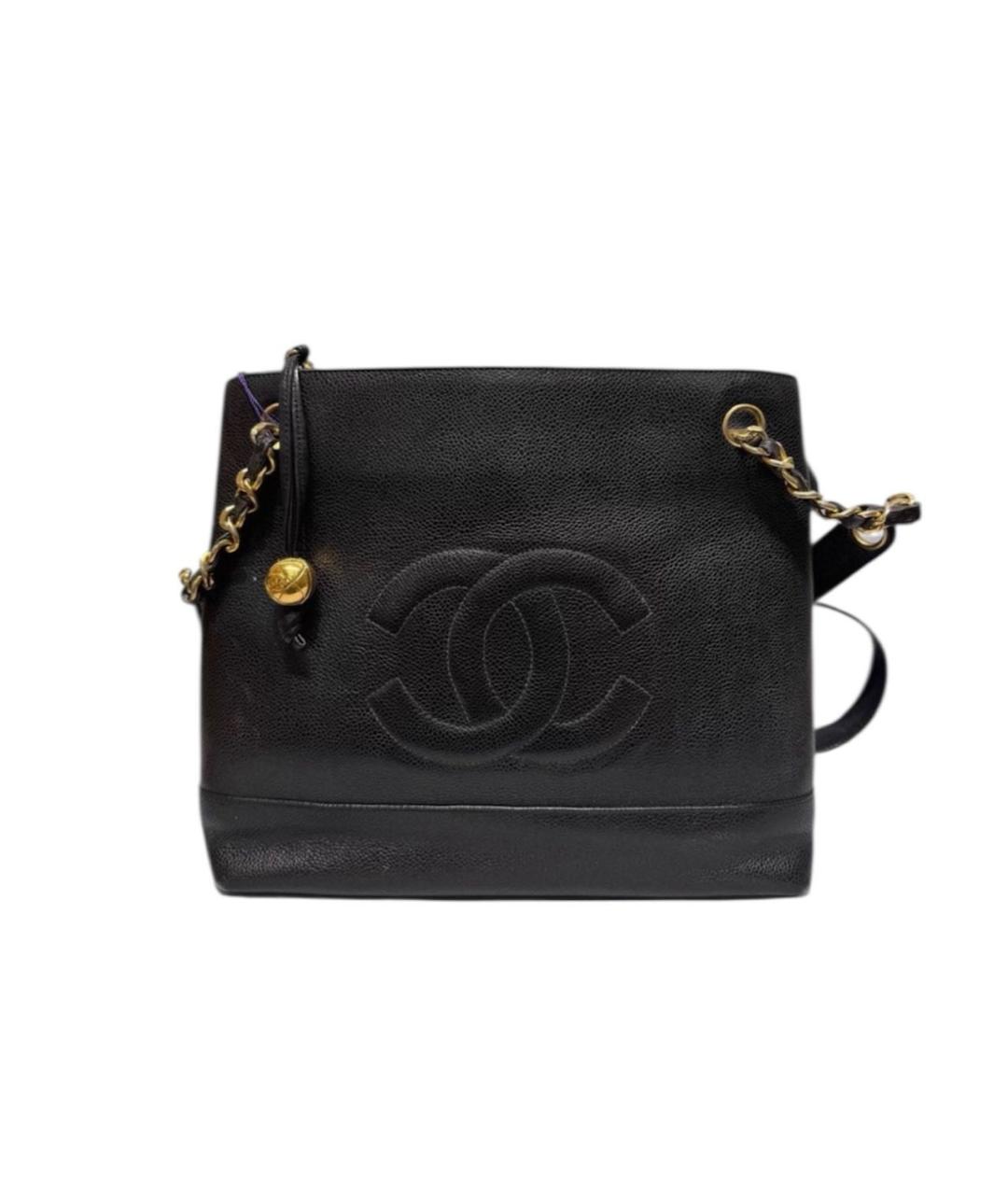 CHANEL Черная кожаная сумка с короткими ручками, фото 9