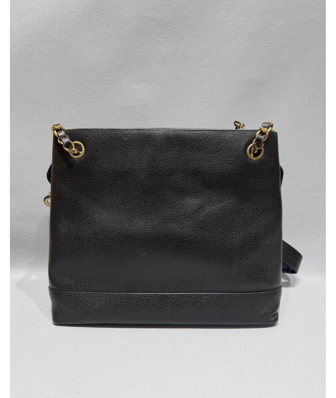 CHANEL Черная кожаная сумка с короткими ручками, фото 3