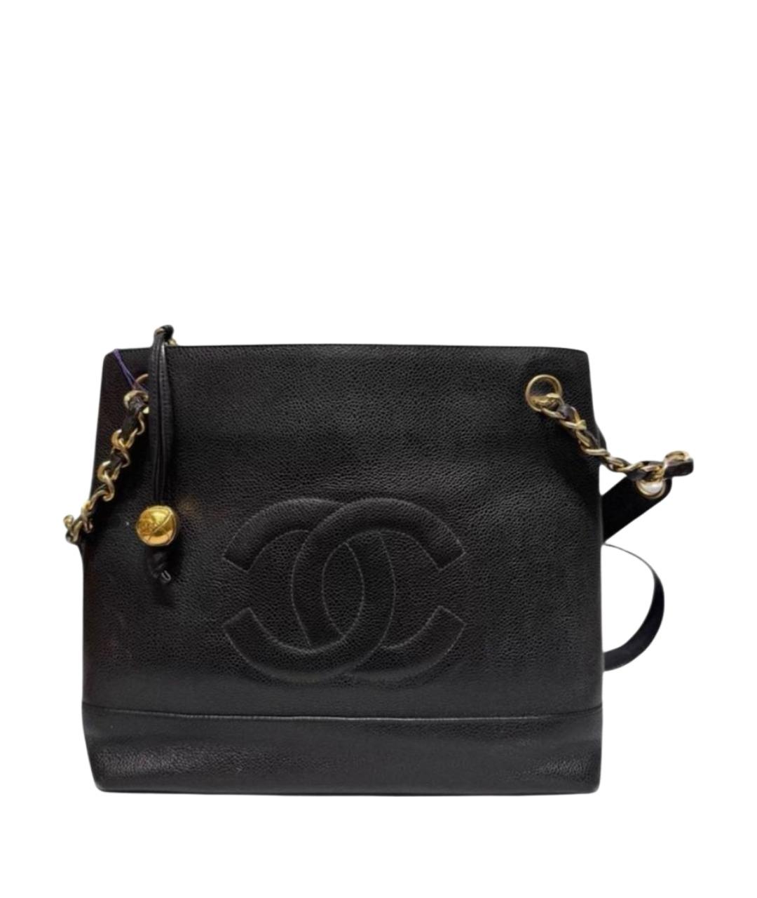 CHANEL Черная кожаная сумка с короткими ручками, фото 1