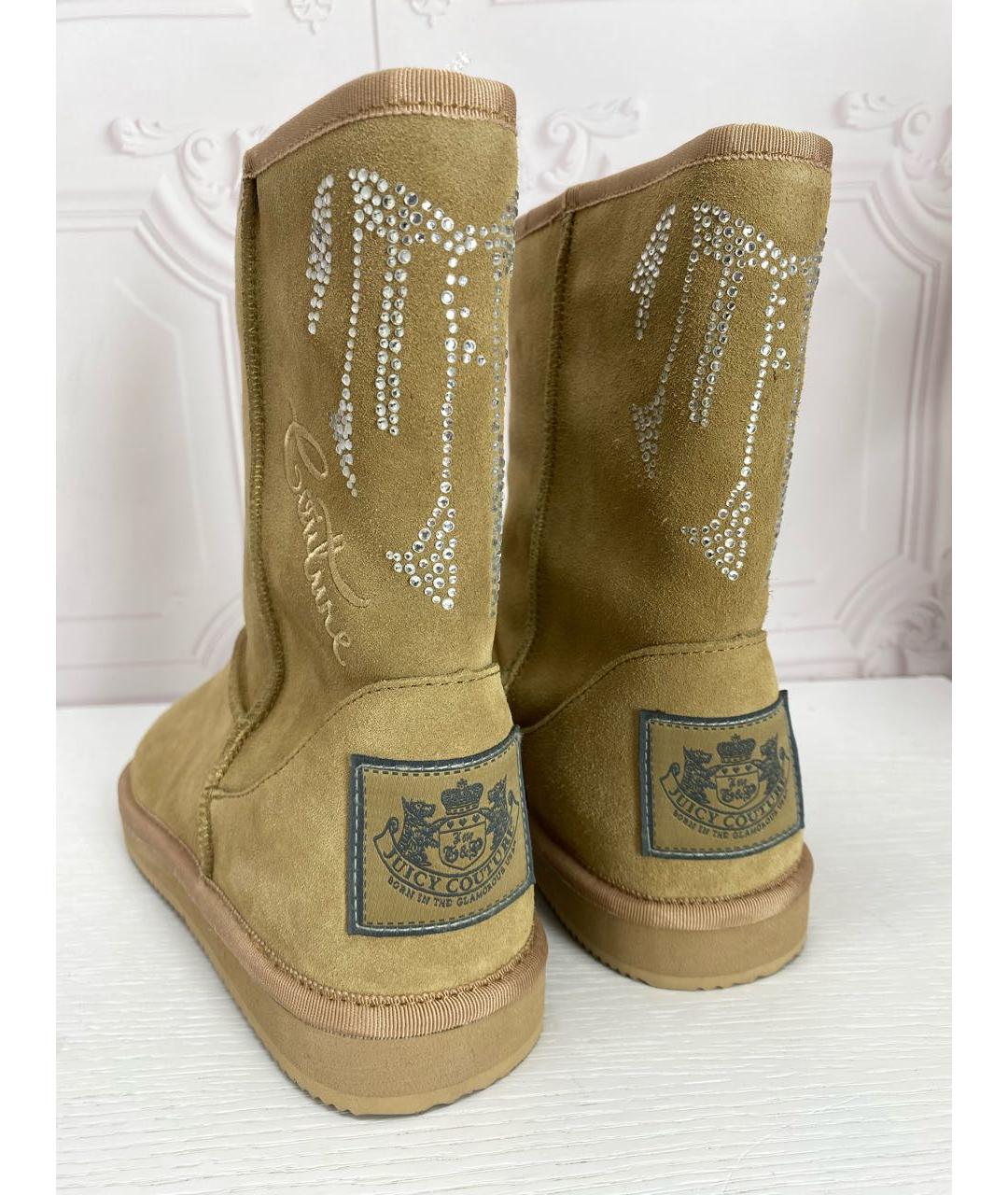 JUICY COUTURE Бежевые замшевые сапоги, фото 4