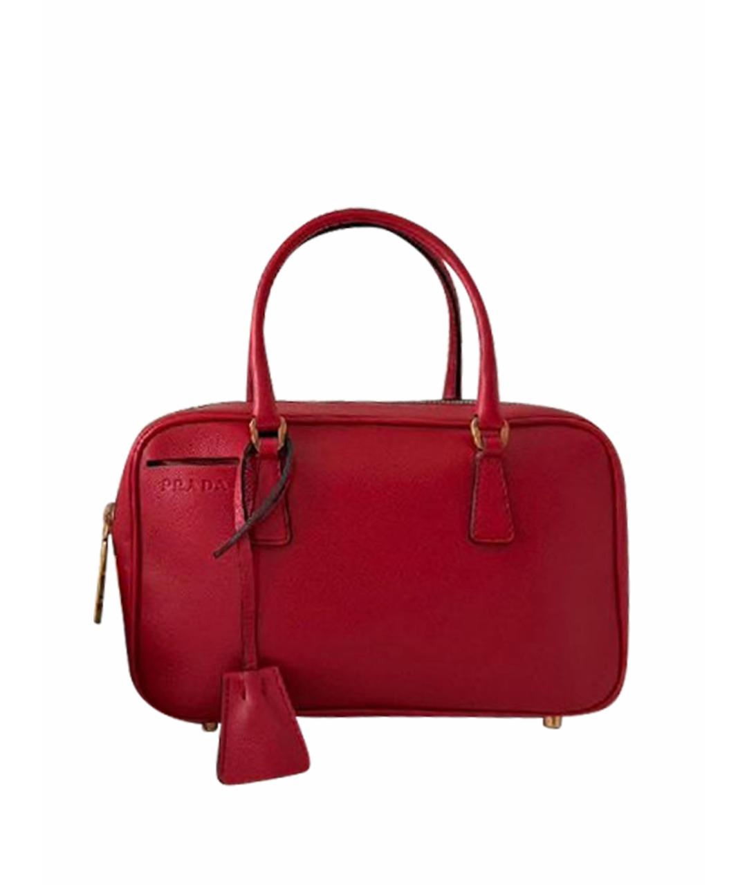PRADA Красная кожаная сумка с короткими ручками, фото 1