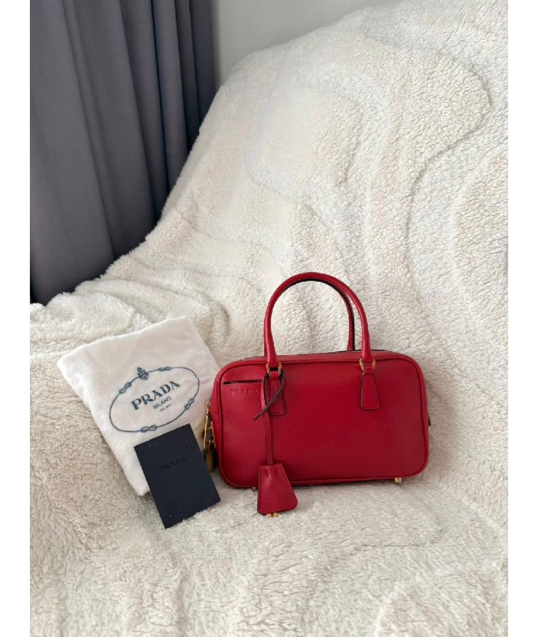 PRADA Красная кожаная сумка с короткими ручками, фото 8