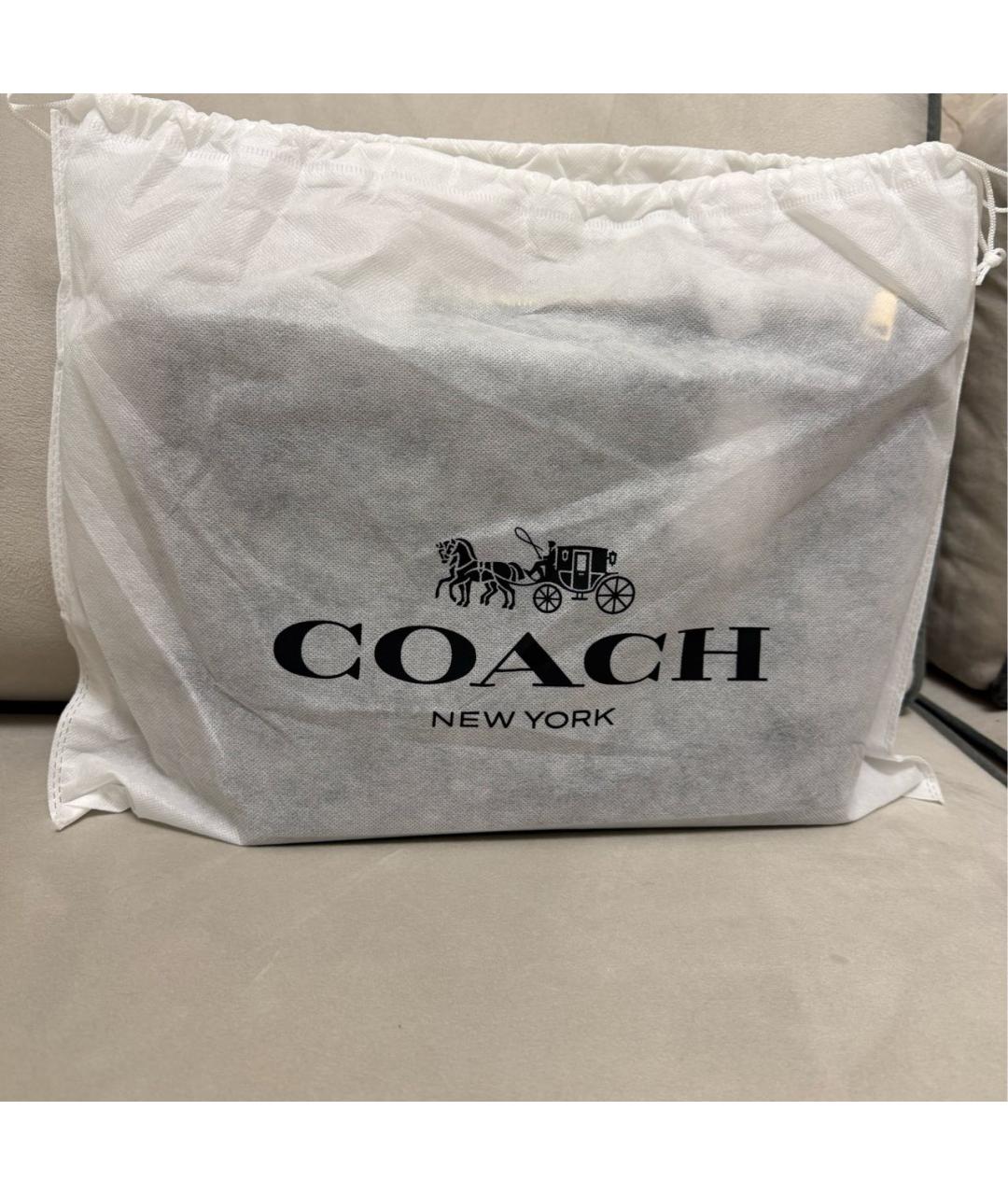 COACH Коричневая кожаная сумка с короткими ручками, фото 7