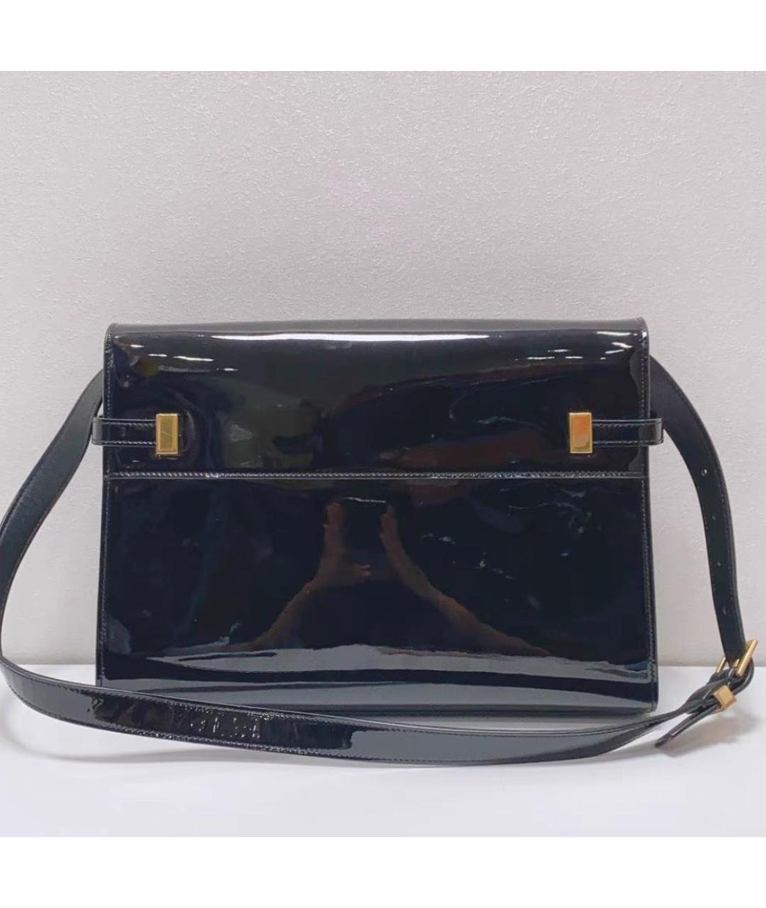 SAINT LAURENT Черная сумка через плечо из лакированной кожи, фото 3
