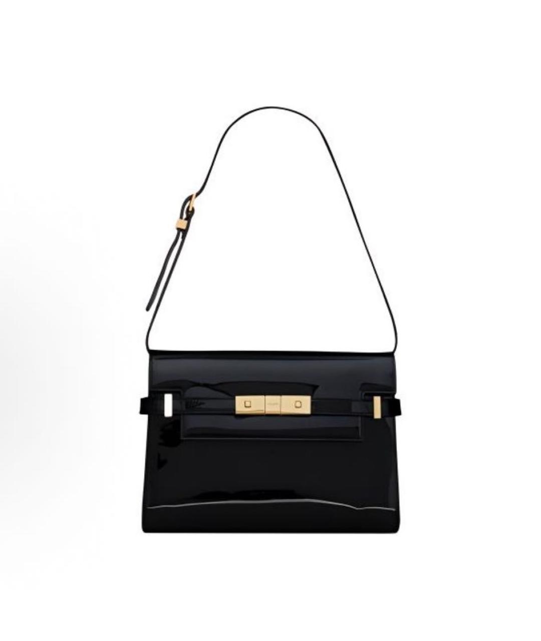 SAINT LAURENT Черная сумка через плечо из лакированной кожи, фото 5