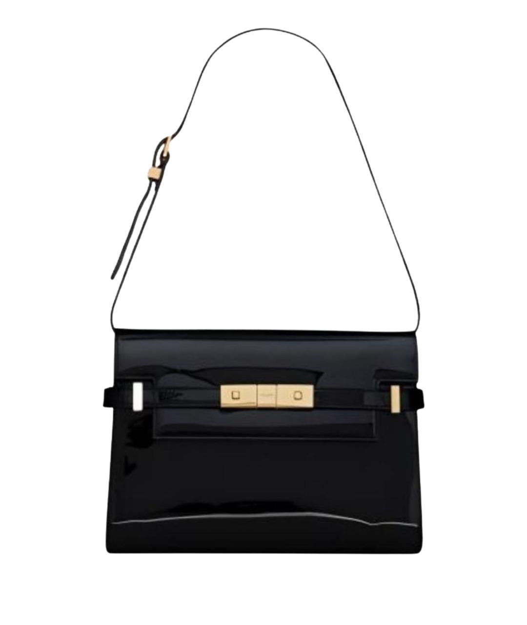 SAINT LAURENT Черная сумка через плечо из лакированной кожи, фото 1