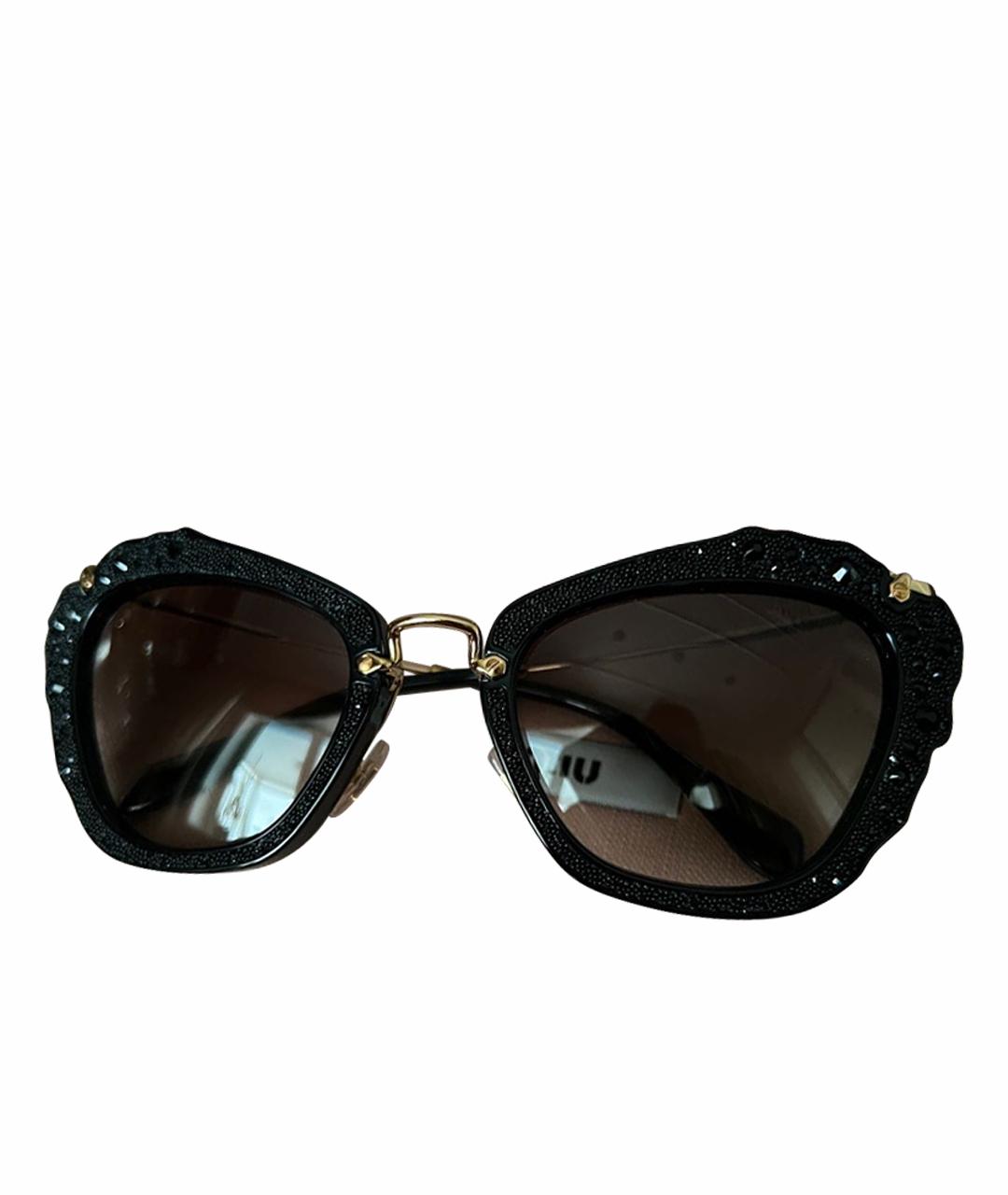 MIU MIU Черные пластиковые солнцезащитные очки, фото 1