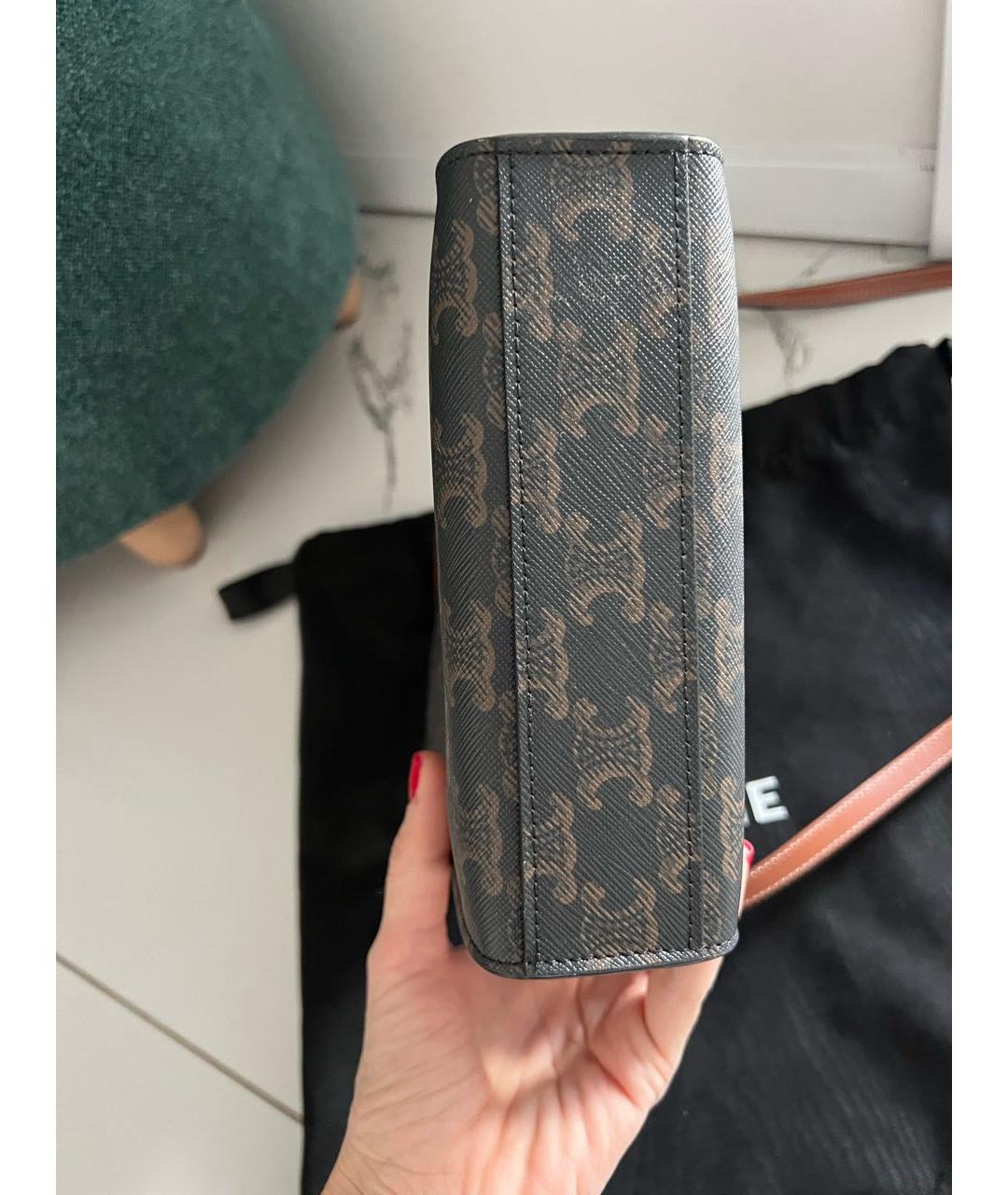 CELINE Коричневая кожаная сумка через плечо, фото 4