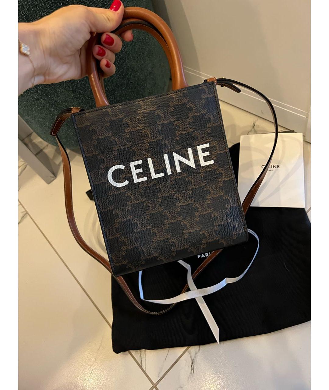 CELINE Коричневая кожаная сумка через плечо, фото 7