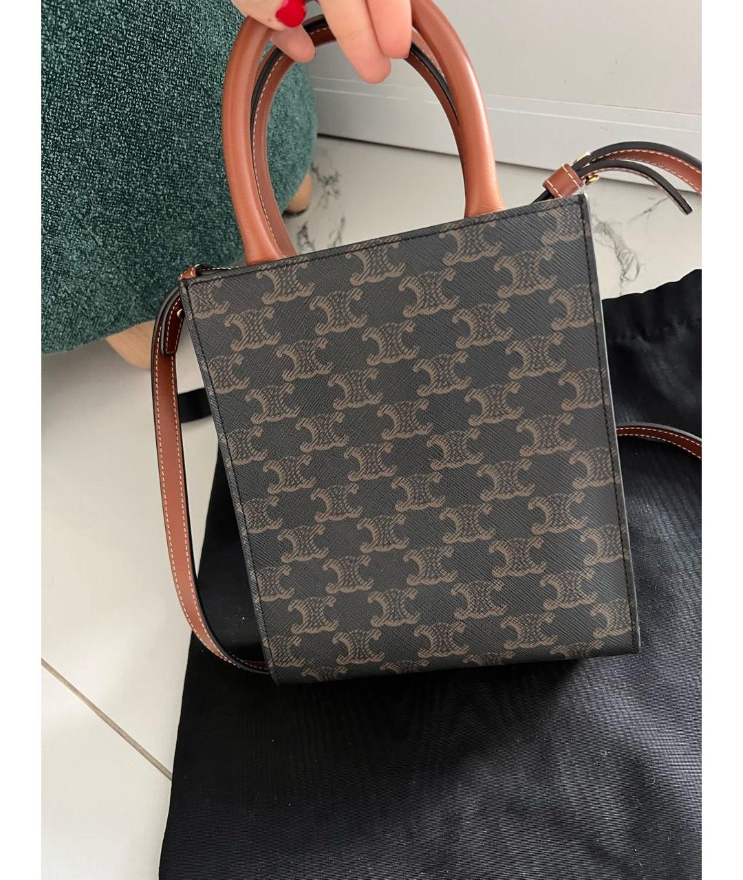 CELINE Коричневая кожаная сумка через плечо, фото 3