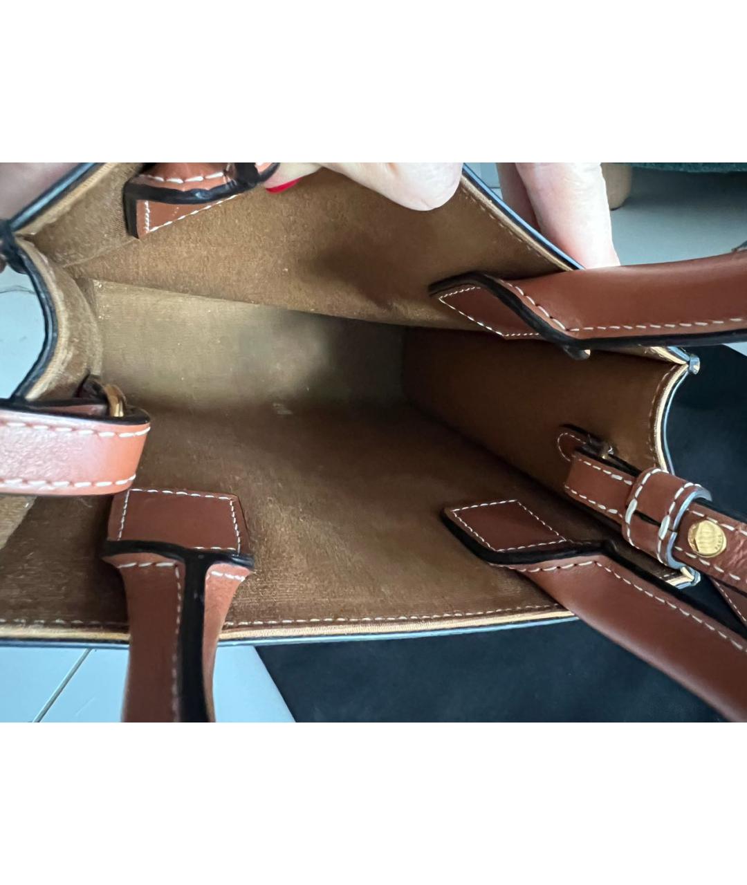 CELINE Коричневая кожаная сумка через плечо, фото 6
