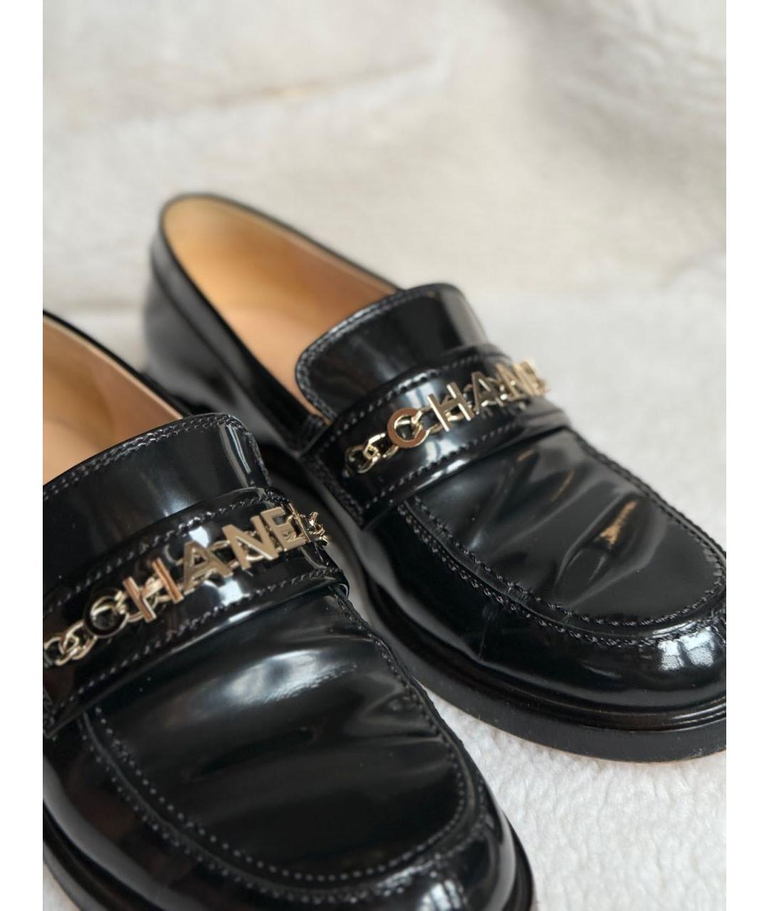 CHANEL Черные кожаные лоферы, фото 4