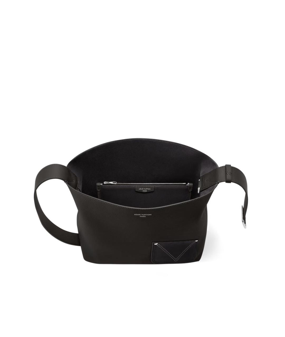 LOUIS VUITTON Черная кожаная сумка тоут, фото 2