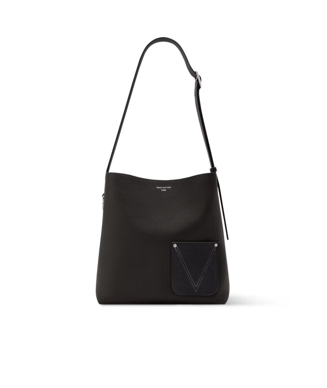 LOUIS VUITTON Черная кожаная сумка тоут, фото 5